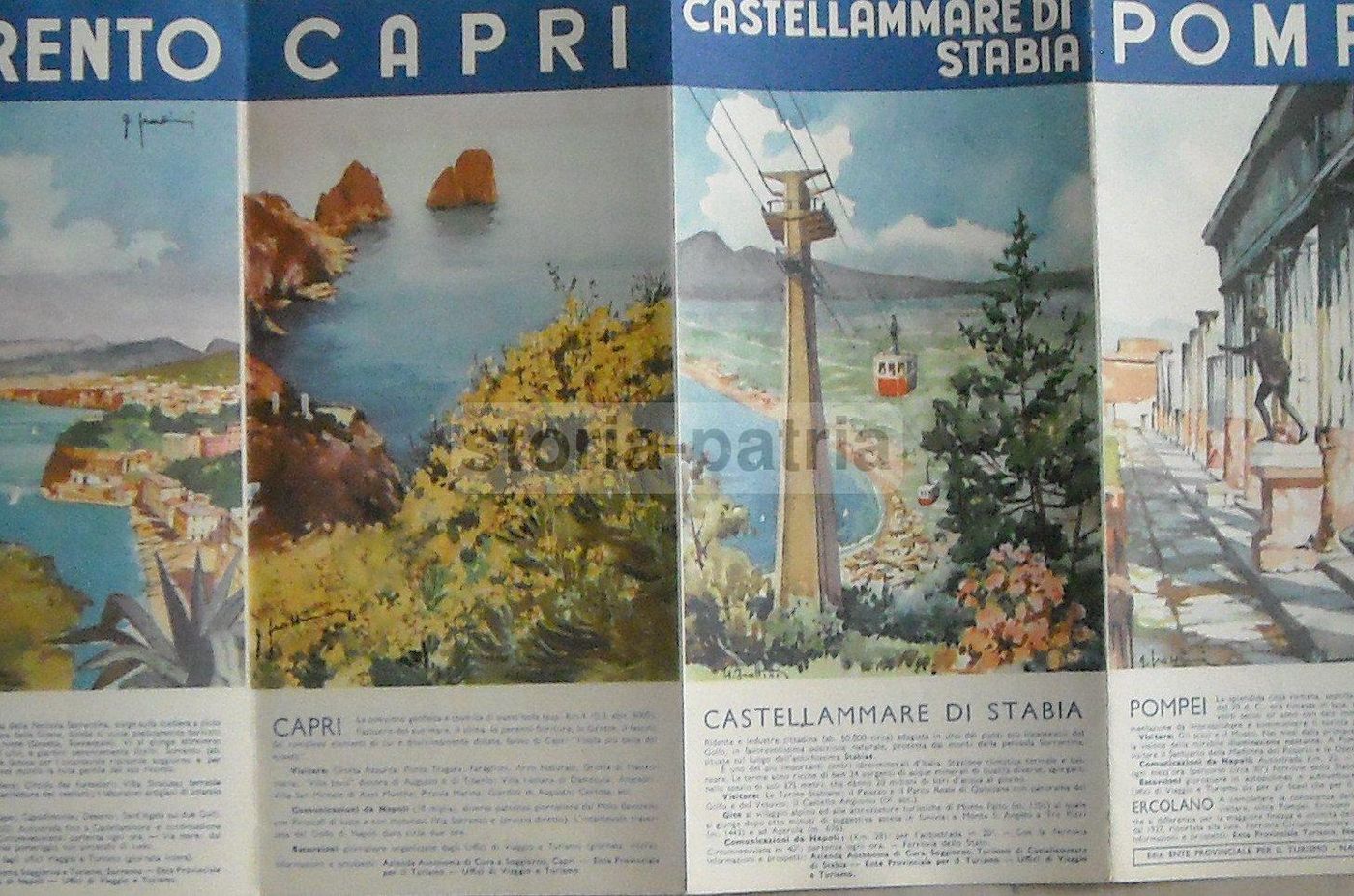Depliant Turistico Napoli E Costiera Anni '40 Ept Capri Pompei