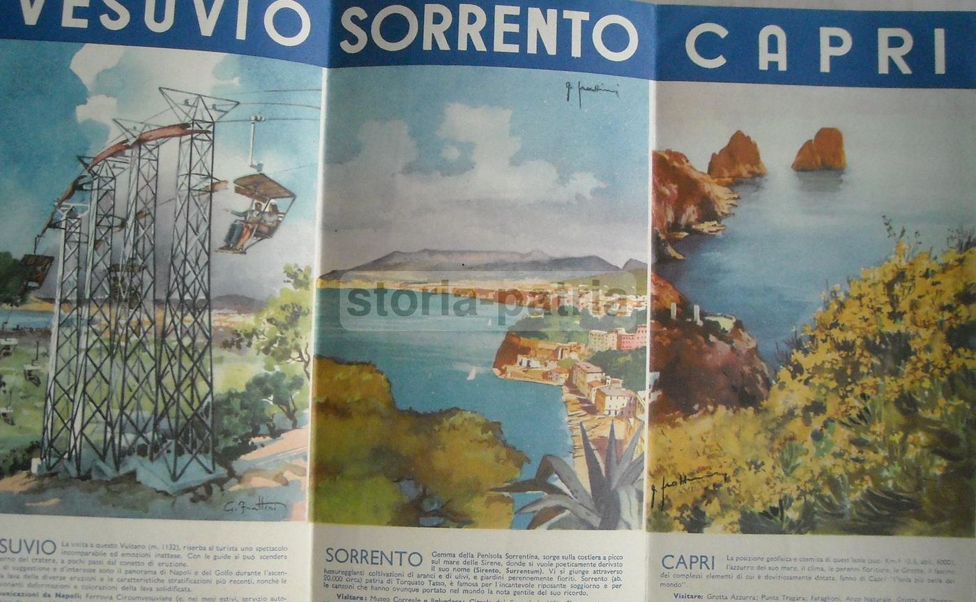 Depliant Turistico Napoli E Costiera Anni '40 Ept Capri Pompei