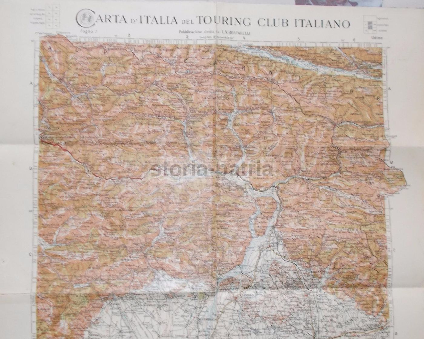 Mappa Antica Del Friuli, Udine, Latisana E Palmanova, TCI De Agostini, 1920