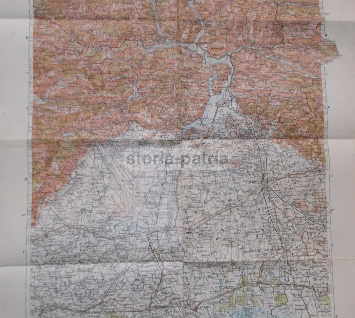 Mappa Antica Del Friuli, Udine, Latisana E Palmanova, TCI De Agostini, 1920