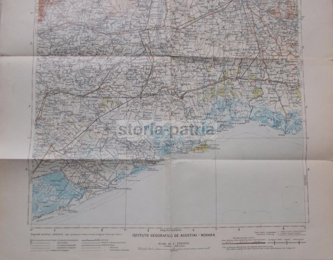 Mappa Antica Del Friuli, Udine, Latisana E Palmanova, TCI De Agostini, 1920
