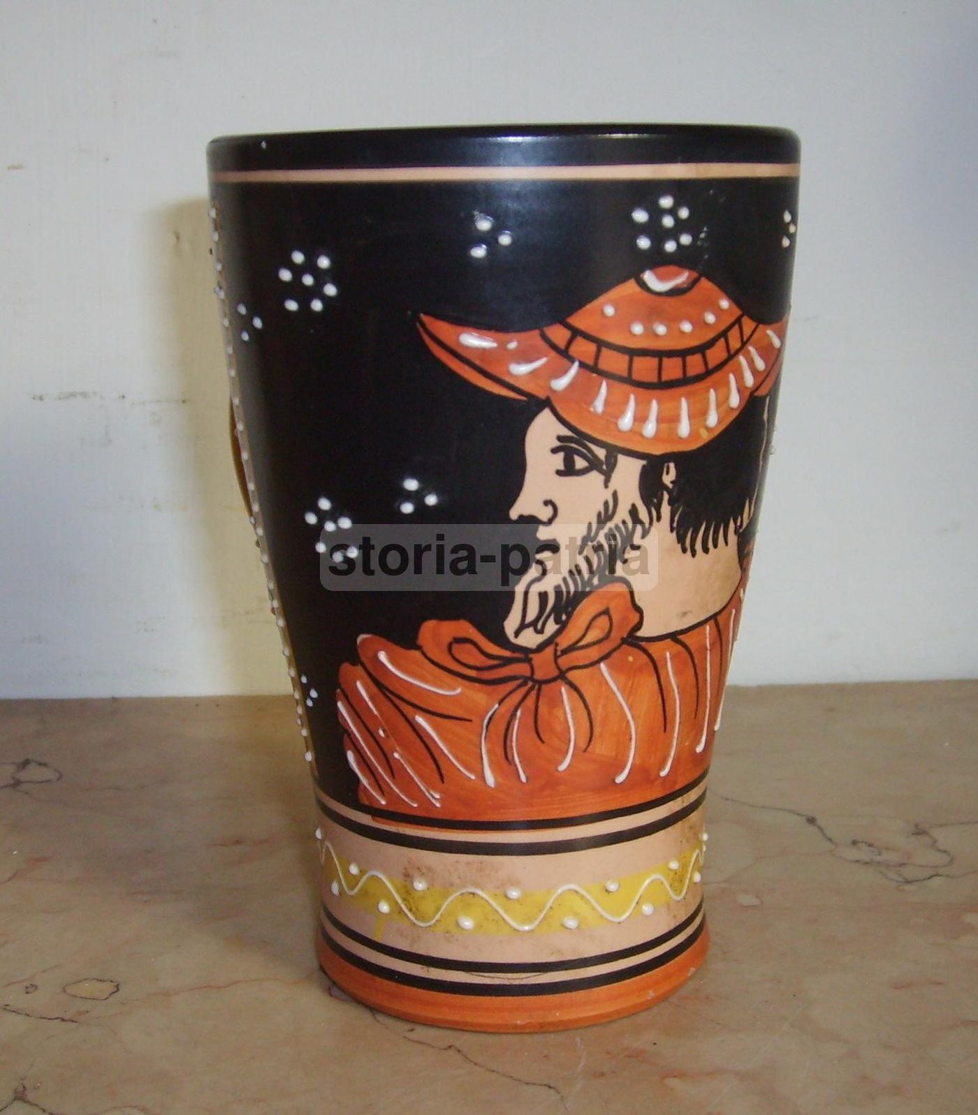 Ceramica Gialletti Deruta Con Personaggio Rinascimentale, Metà '900