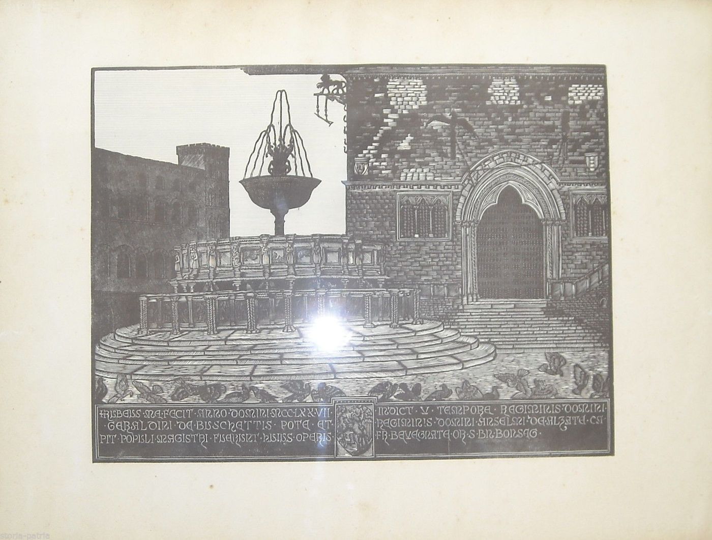 Xilografia Fontana Maggiore Perugia Di Bruno Da Osimo, Anni '30