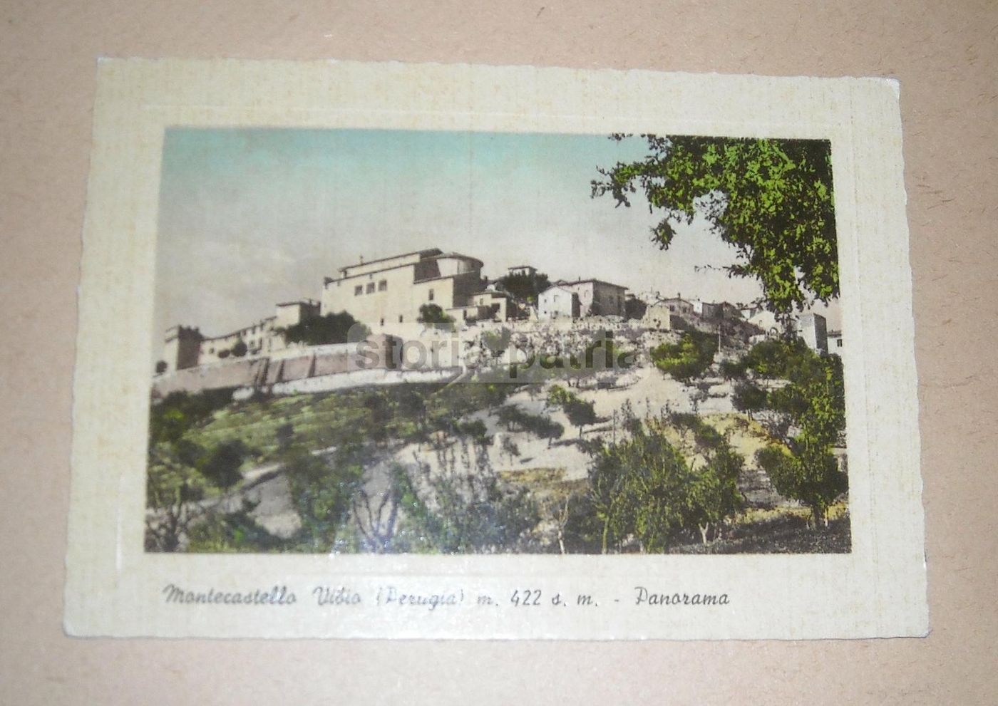 Cartolina Montecastello Vibio (Perugia) 1955, Veduta Panoramica E Mura