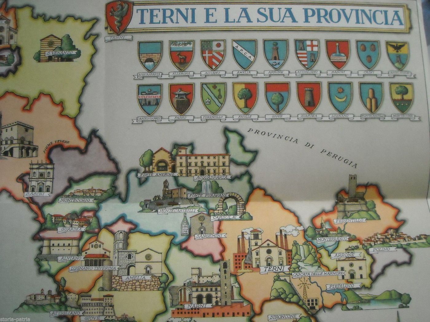 Guida Terni E Provincia, Illustrazioni Di Aldo Raimondi E Mappa Araldica, Alterocca Anni '50
