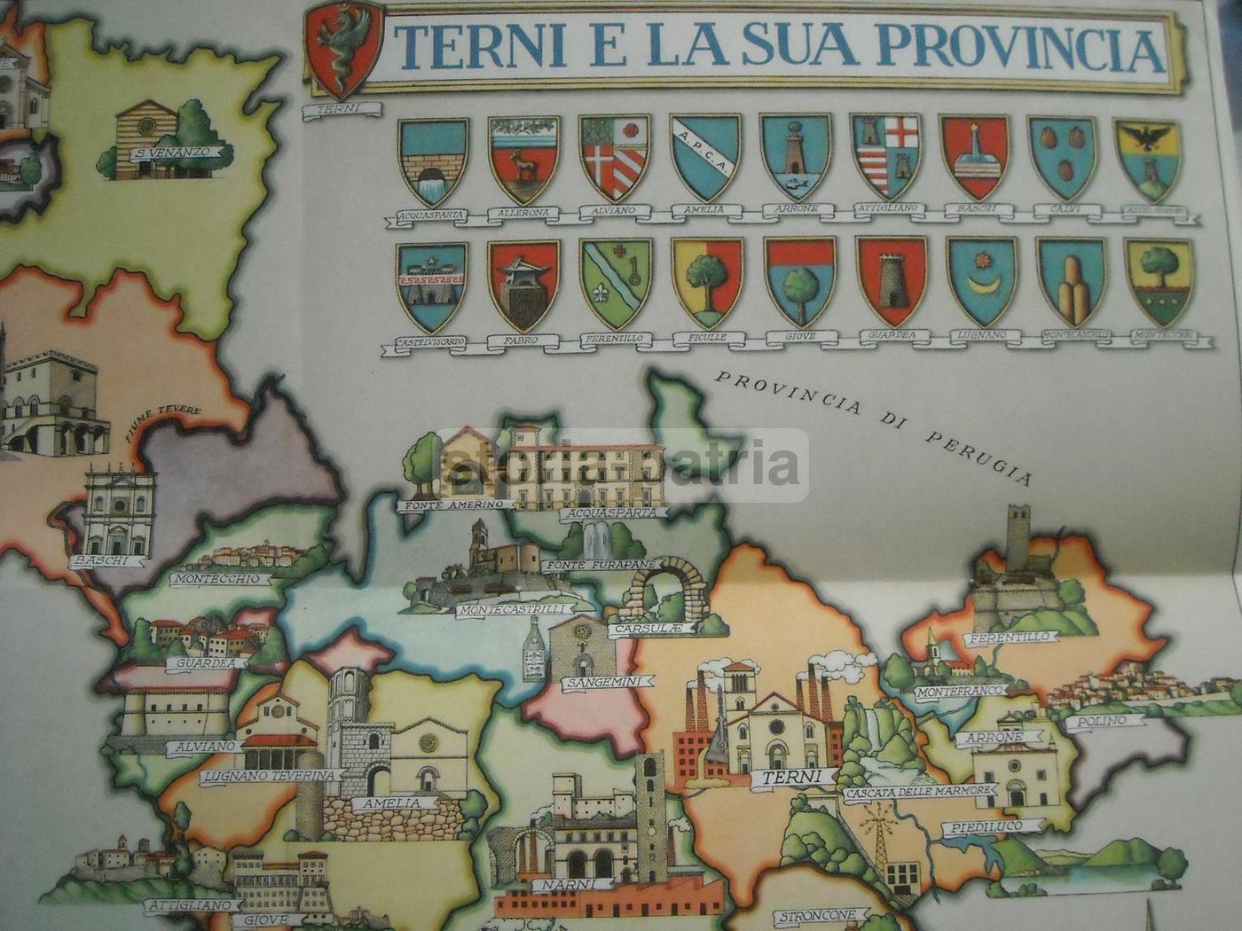 Guida Terni E Provincia, Illustrazioni Di Aldo Raimondi E Mappa Araldica, Alterocca Anni '50