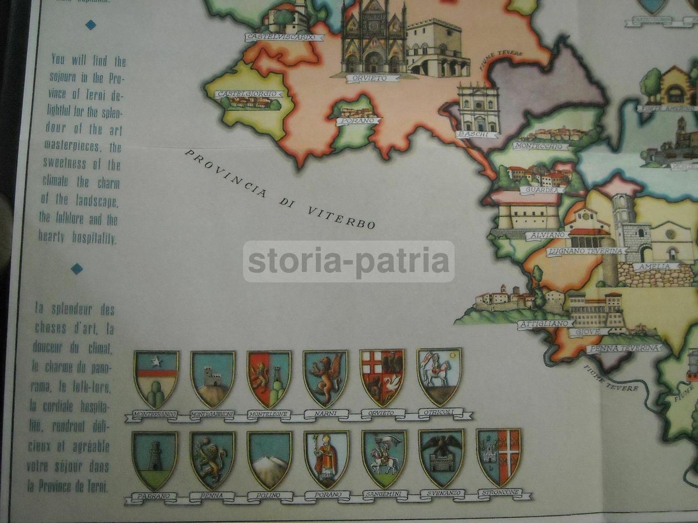 Guida Terni E Provincia, Illustrazioni Di Aldo Raimondi E Mappa Araldica, Alterocca Anni '50