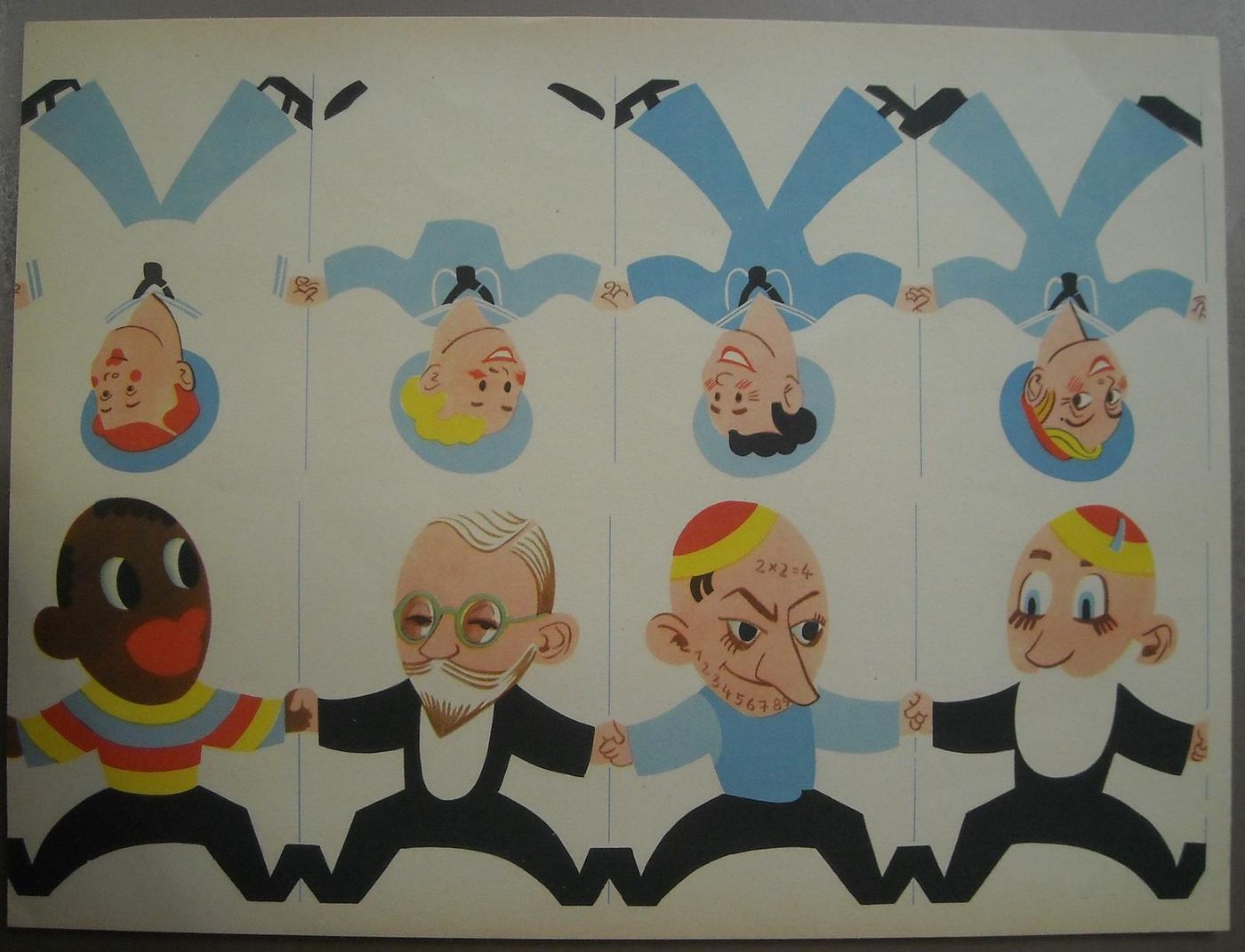 Pupazzetti Da Ritagliare Marinaretti Anni '30: Foglio d'Epoca Con Personaggi A Fumetti