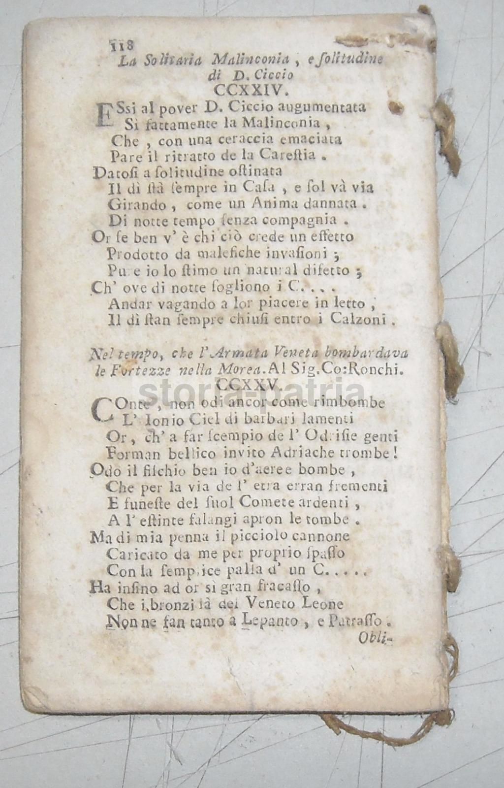 La Cicceide Legitima: Sonetti Satirici. Venezia, Fine '600 Primo '700