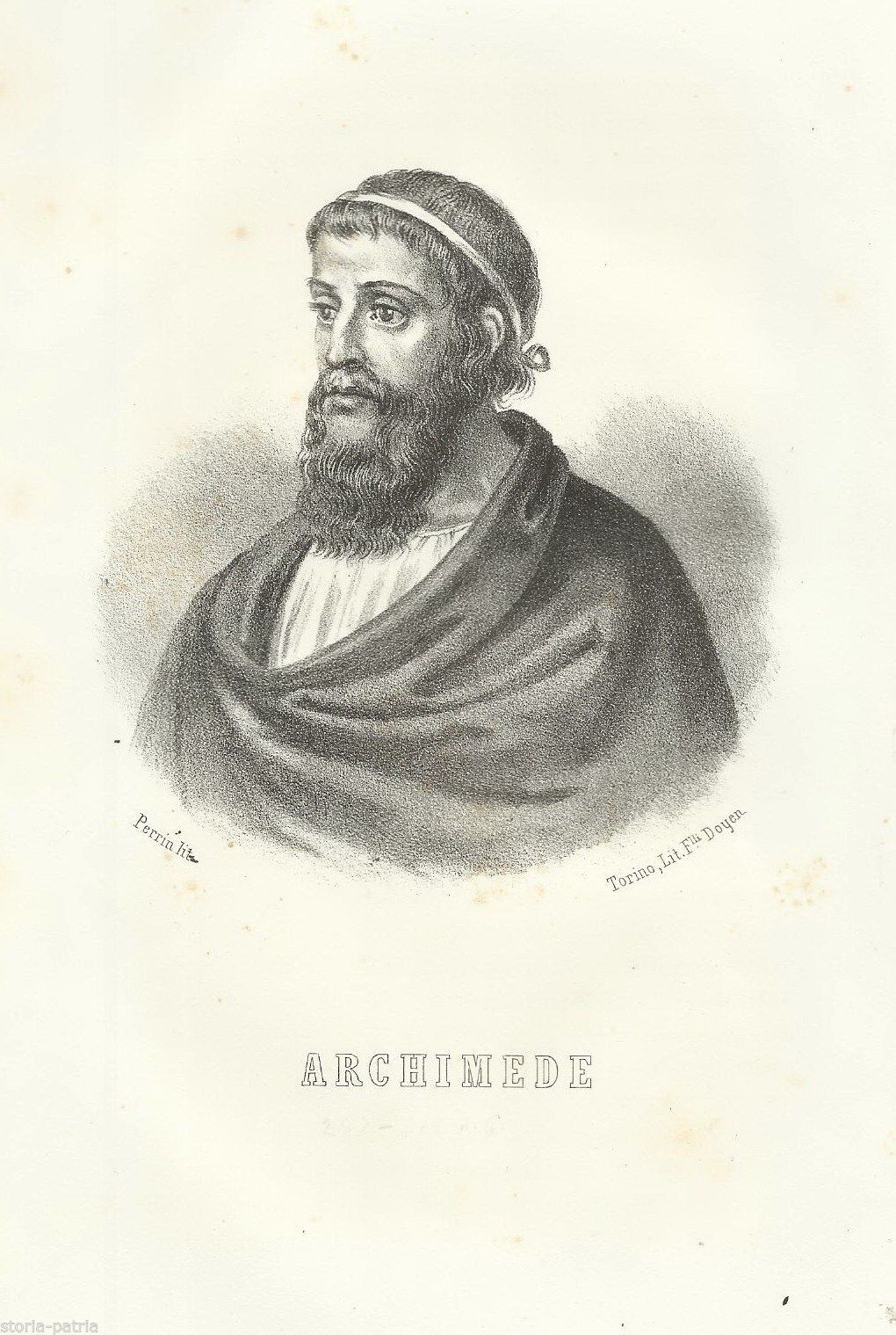 Archimede. Ritratto Litografico, Perrin   Doyen, Torino, 1856.
