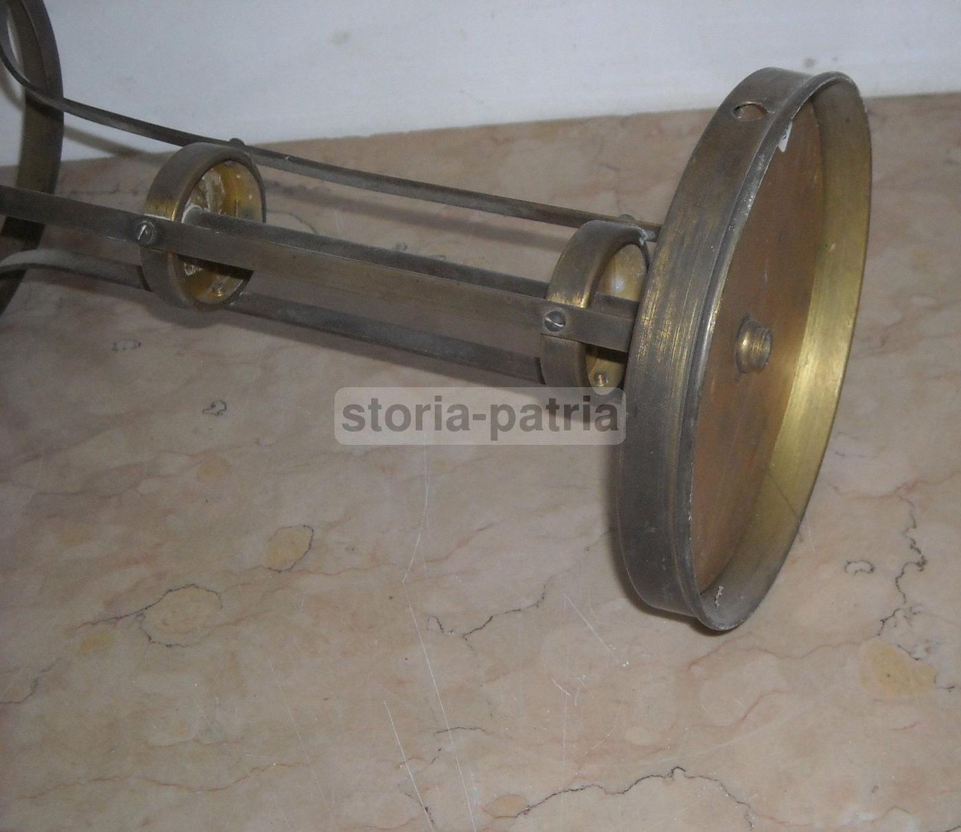Base Per Lampada Liberty In Ottone, Primi '900