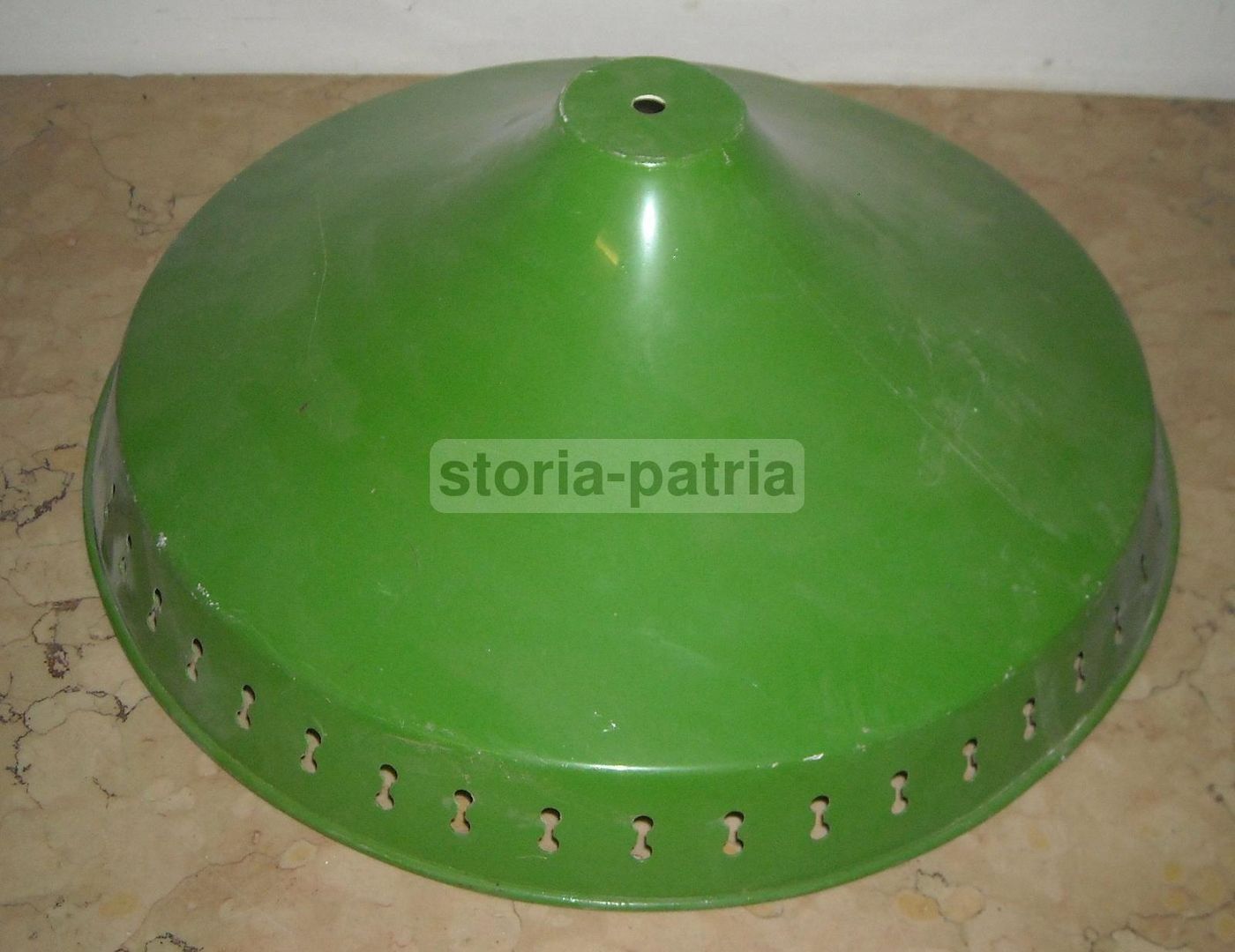 Coppa Per Lampada Vintage In Latta Laccata Verde Anni '30 '60