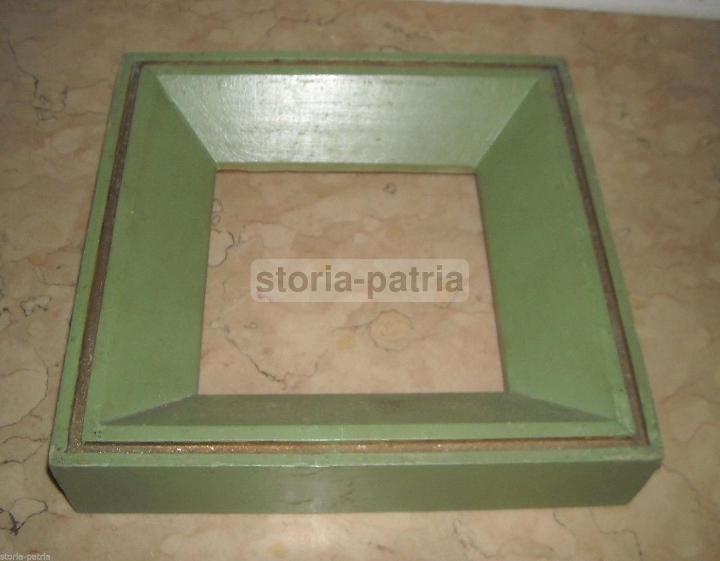Cornice Quadrata In Legno Laccato Verde, Anni '30 '50