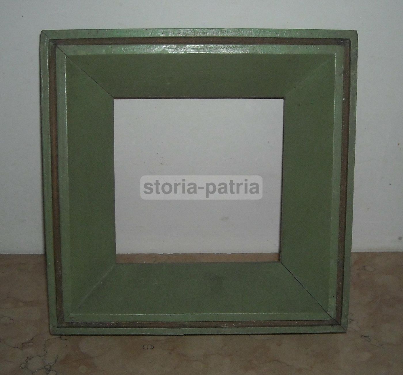 Cornice Quadrata In Legno Laccato Verde, Anni '30 '50