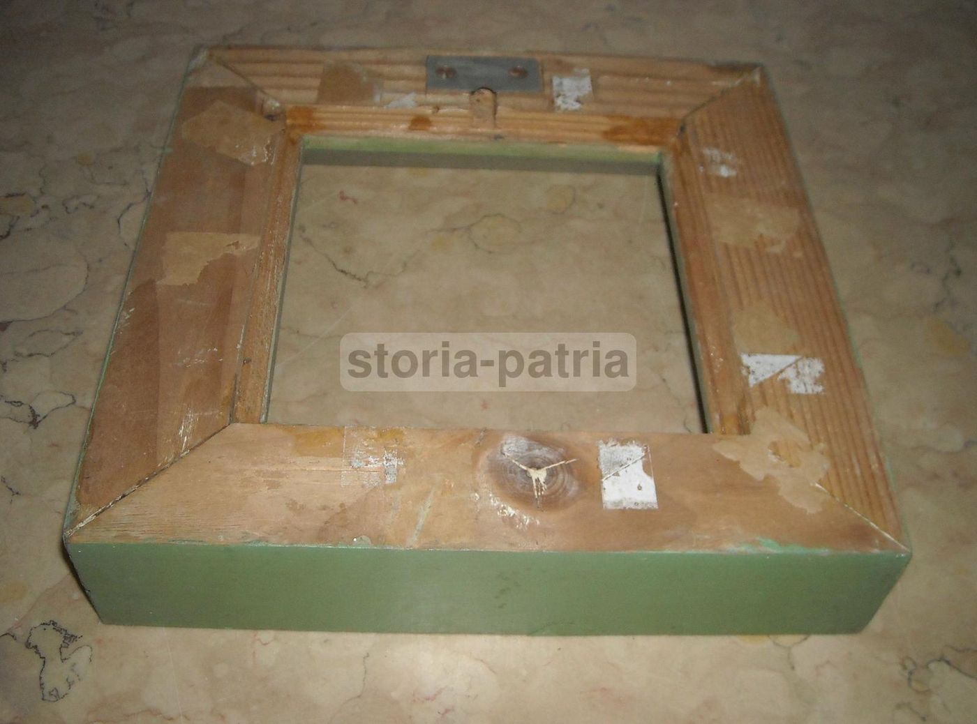 Cornice Quadrata In Legno Laccato Verde, Anni '30 '50