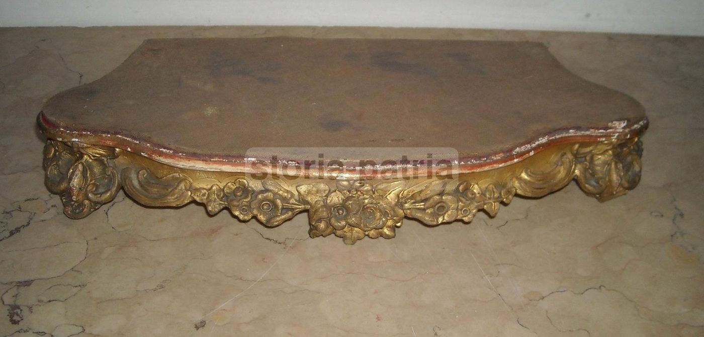Base Antica In Legno Dorato Per Orologi E Sculture, XIX Secolo