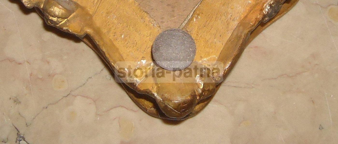 Base Antica In Legno Dorato Con Fregi Per Sculture, XIX Secolo