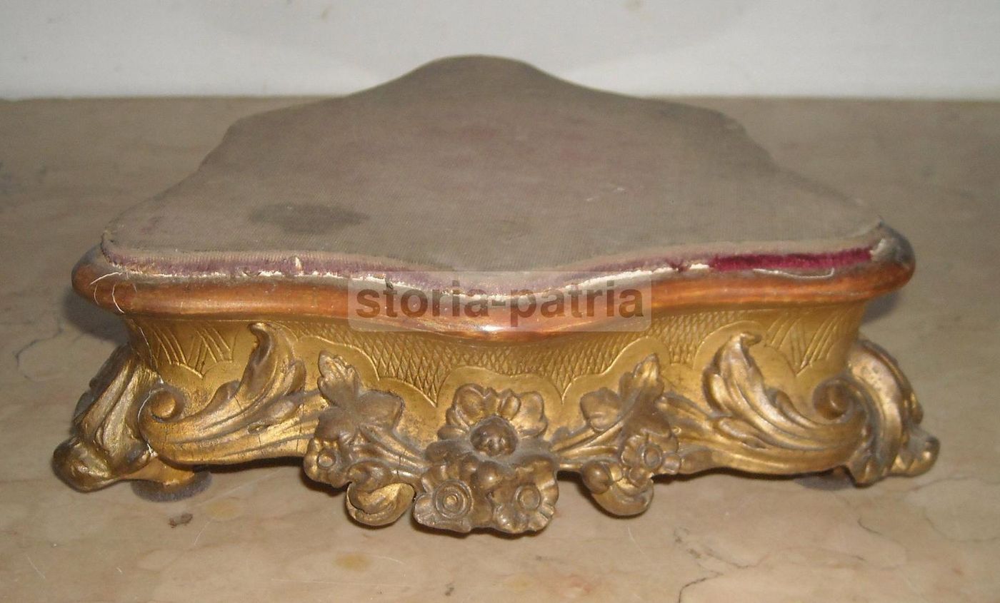 Base Antica In Legno Dorato Con Fregi Per Sculture, XIX Secolo