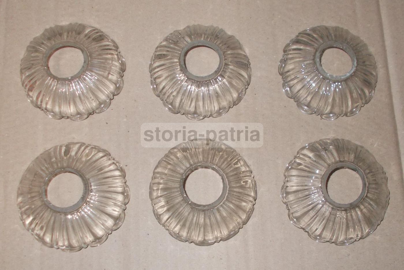 Set 6 Piattini Vintage In Vetro Per Lampade E Candelabri Anni '900