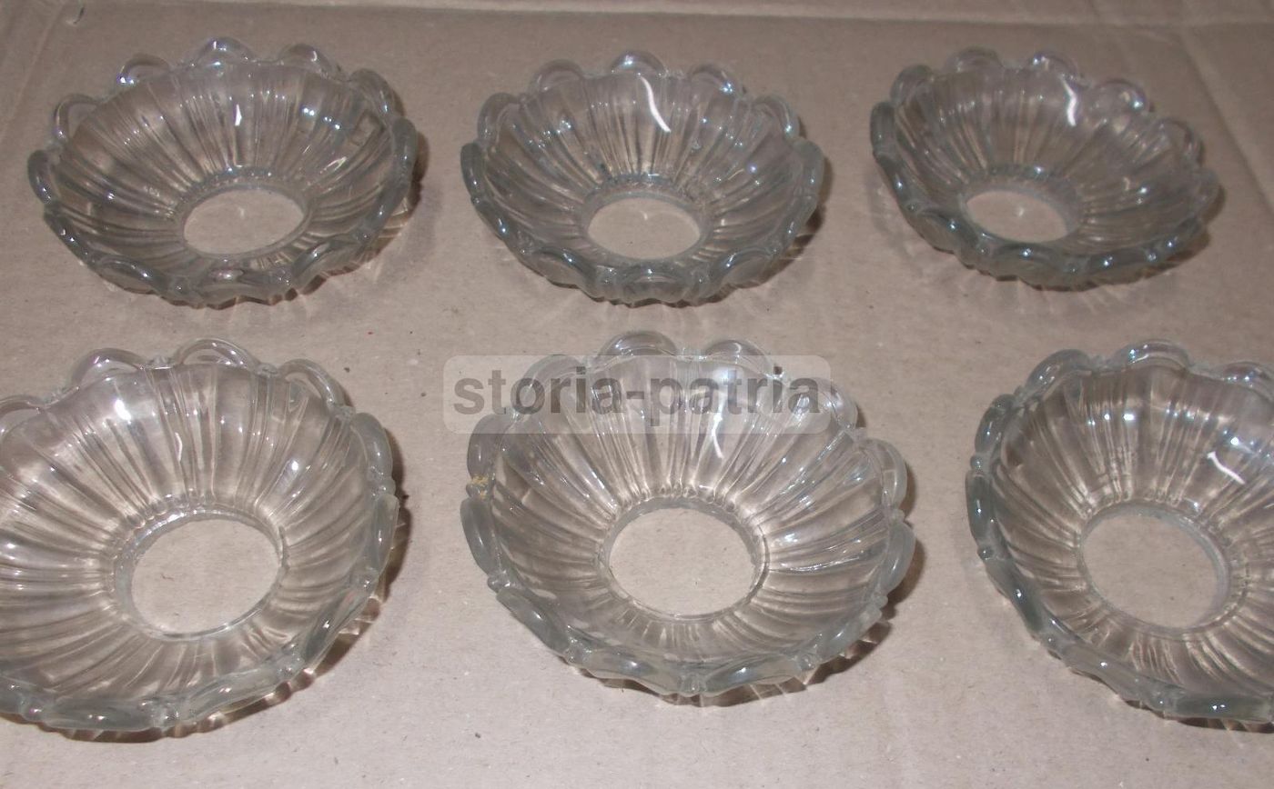Set 6 Piattini Vintage In Vetro Per Lampade E Candelabri Anni '900