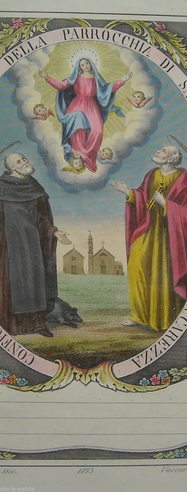 Stampa Devozionale Confraternita Sant'Antonio Abate, Vaccarezza, 1873