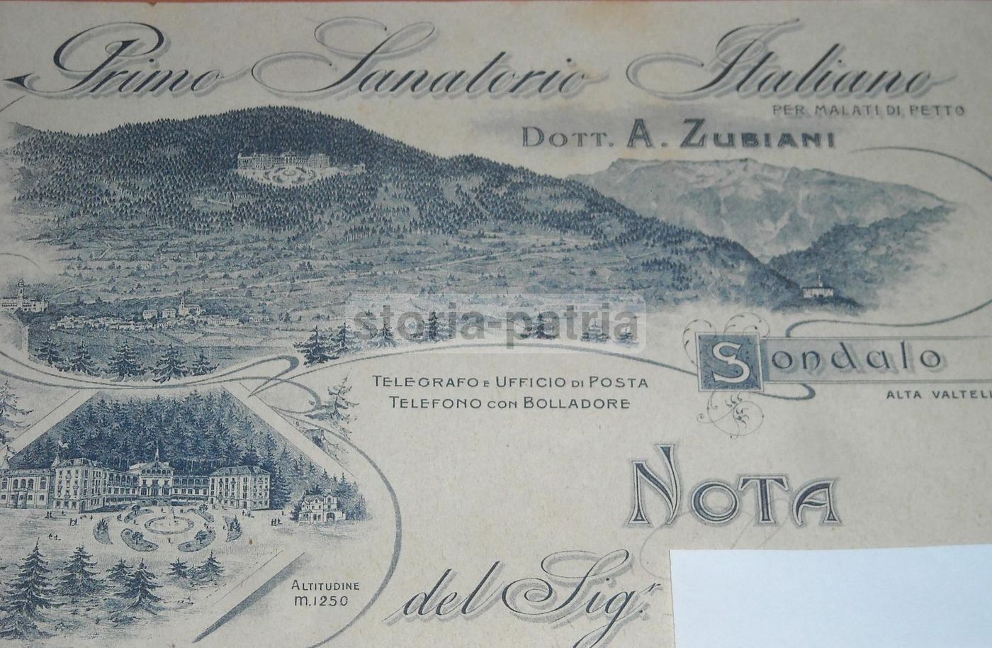 Sanatorio Zubiani, Sondalo (Valtellina). Carta Intestata Con Veduta Litografica, 1906.