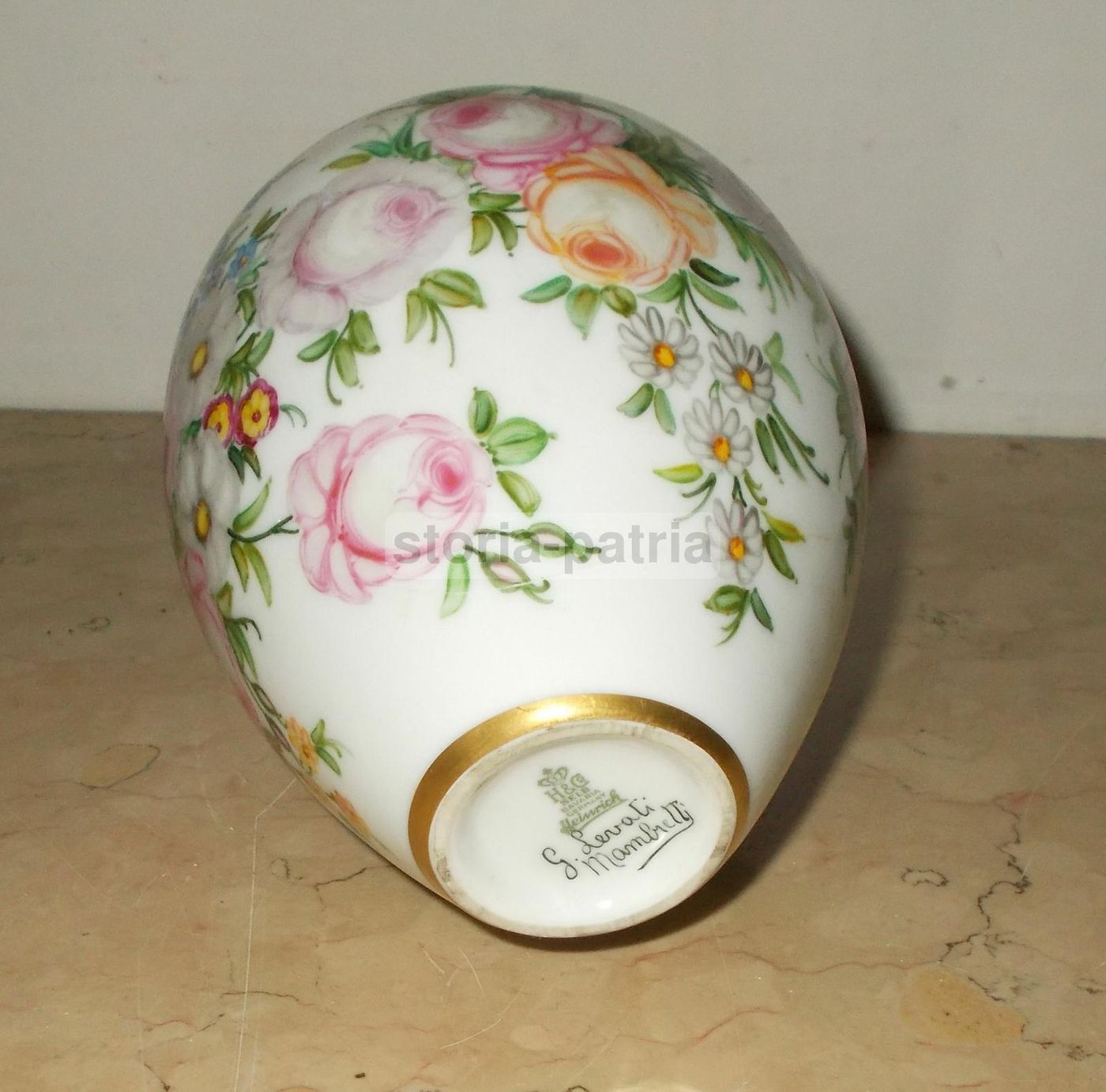 Vaso In Porcellana Heinrich Bavaria Con Decori Floreali Di G. Levati Mambretti
