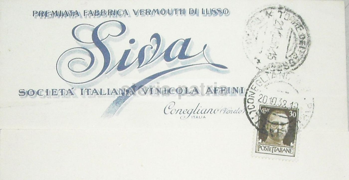 Cartolina Pubblicitaria Siva Vermouth Conegliano 1938 Veneto