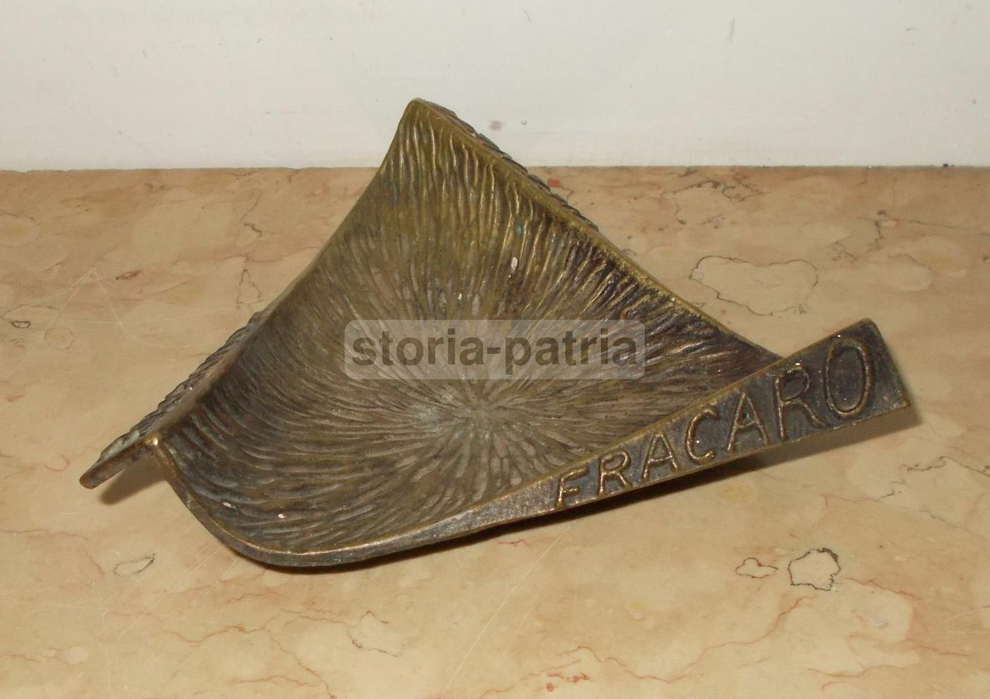 Soprammobile Pubblicitario Fonderie Fracaro Vicenza, Metallo Bronzato
