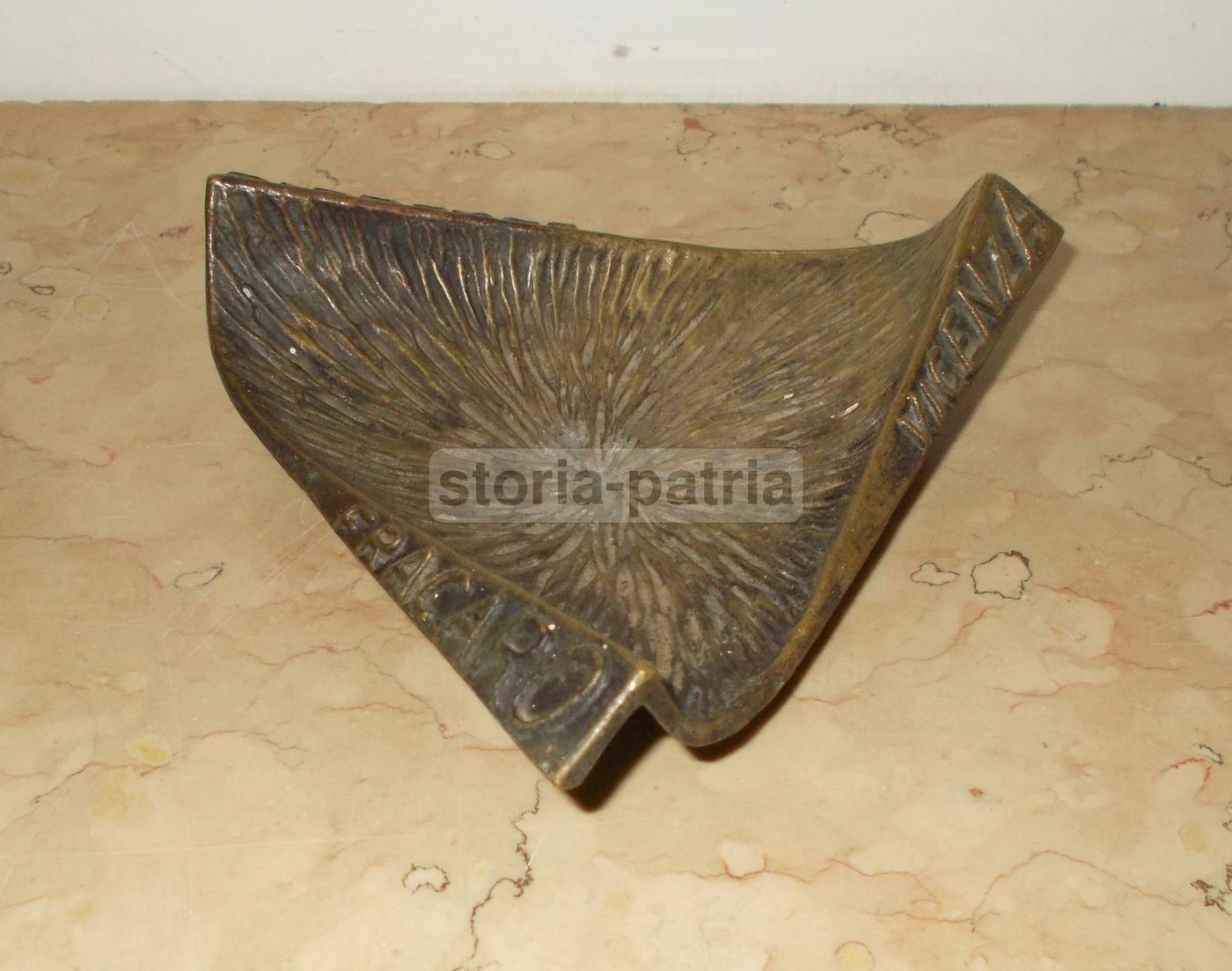 Soprammobile Pubblicitario Fonderie Fracaro Vicenza, Metallo Bronzato