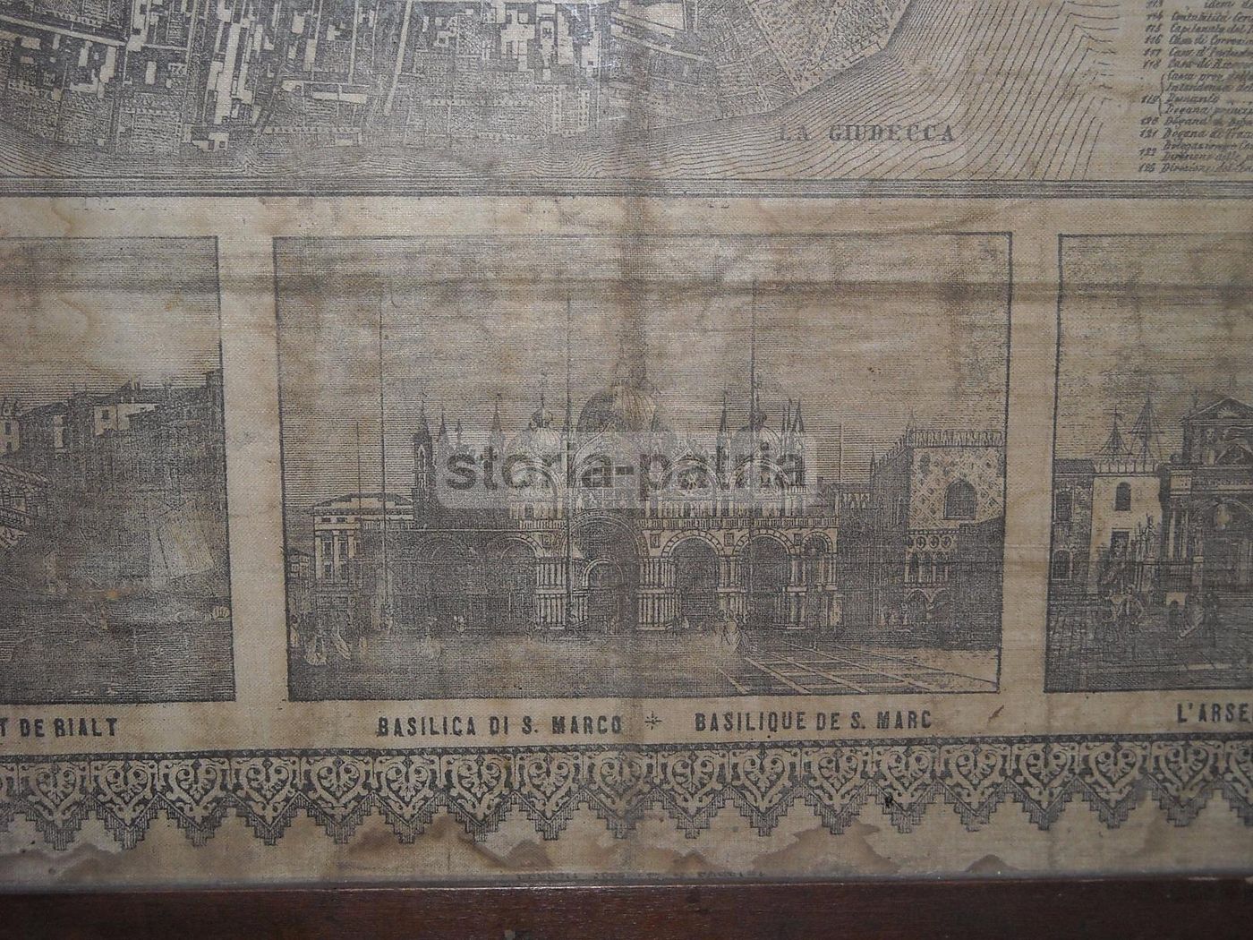 Mappa Antica Venezia 1868 Seiffert Su Tessuto: Sestieri E Chiese