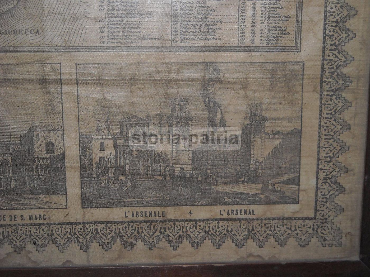 Mappa Antica Venezia 1868 Seiffert Su Tessuto: Sestieri E Chiese