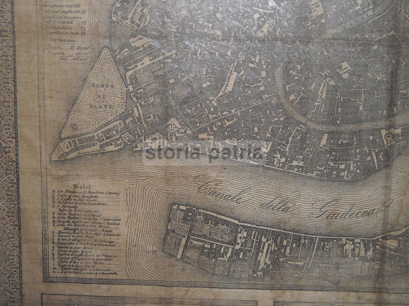 Mappa Antica Venezia 1868 Seiffert Su Tessuto: Sestieri E Chiese