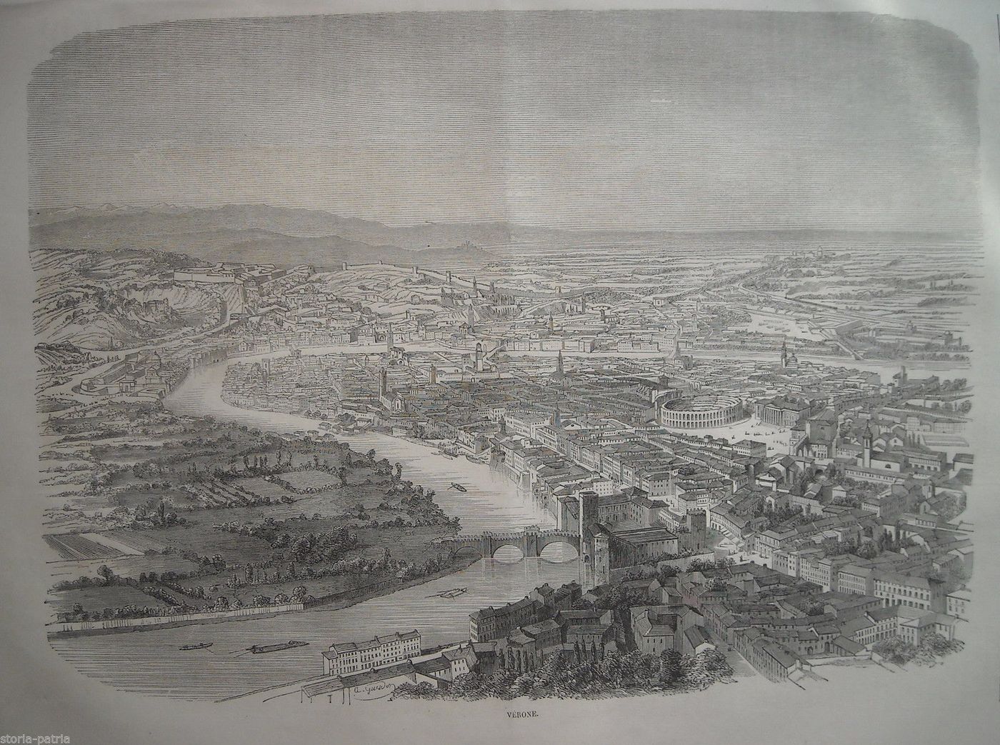 Verona: Veduta Panoramica Con L'Arena, 1866