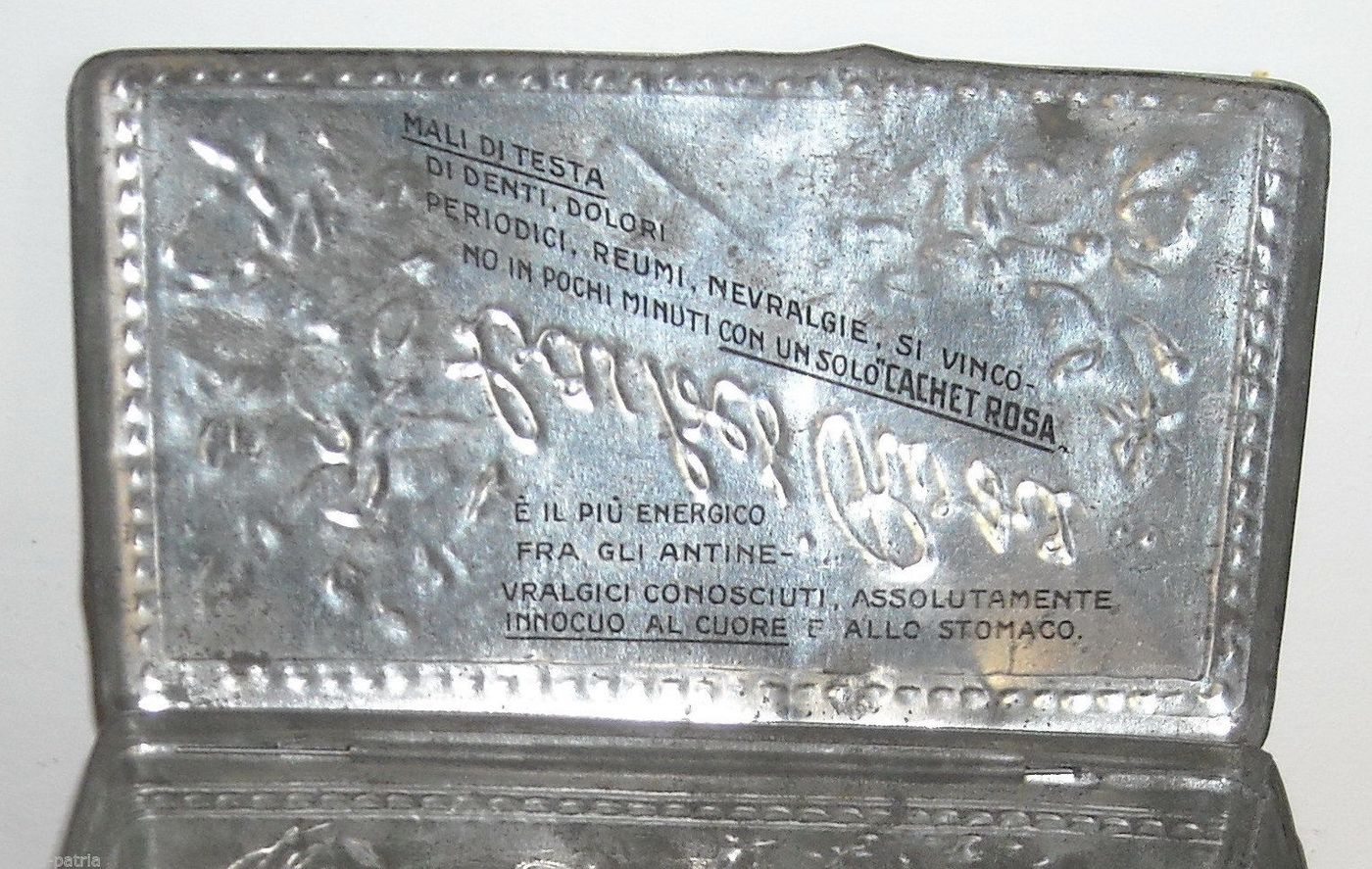 Scatola Pubblicitaria Cachet Rosa Verona Antineuralgico Liberty
