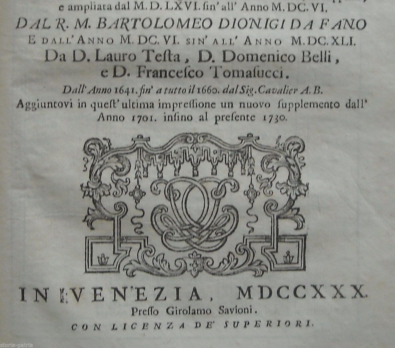 Cronologia Ecclesiastica. Onofrio Panvinio. Venezia, 1730