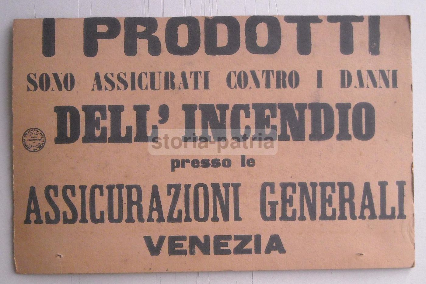 Cartone Pubblicitario Assicurazioni Generali Venezia, Primo '900