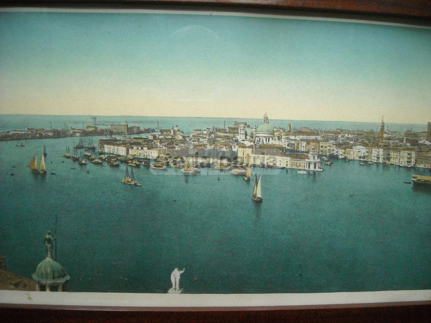 Stampa Panoramica Antica Di Venezia Anni '20 Con Cornice Originale