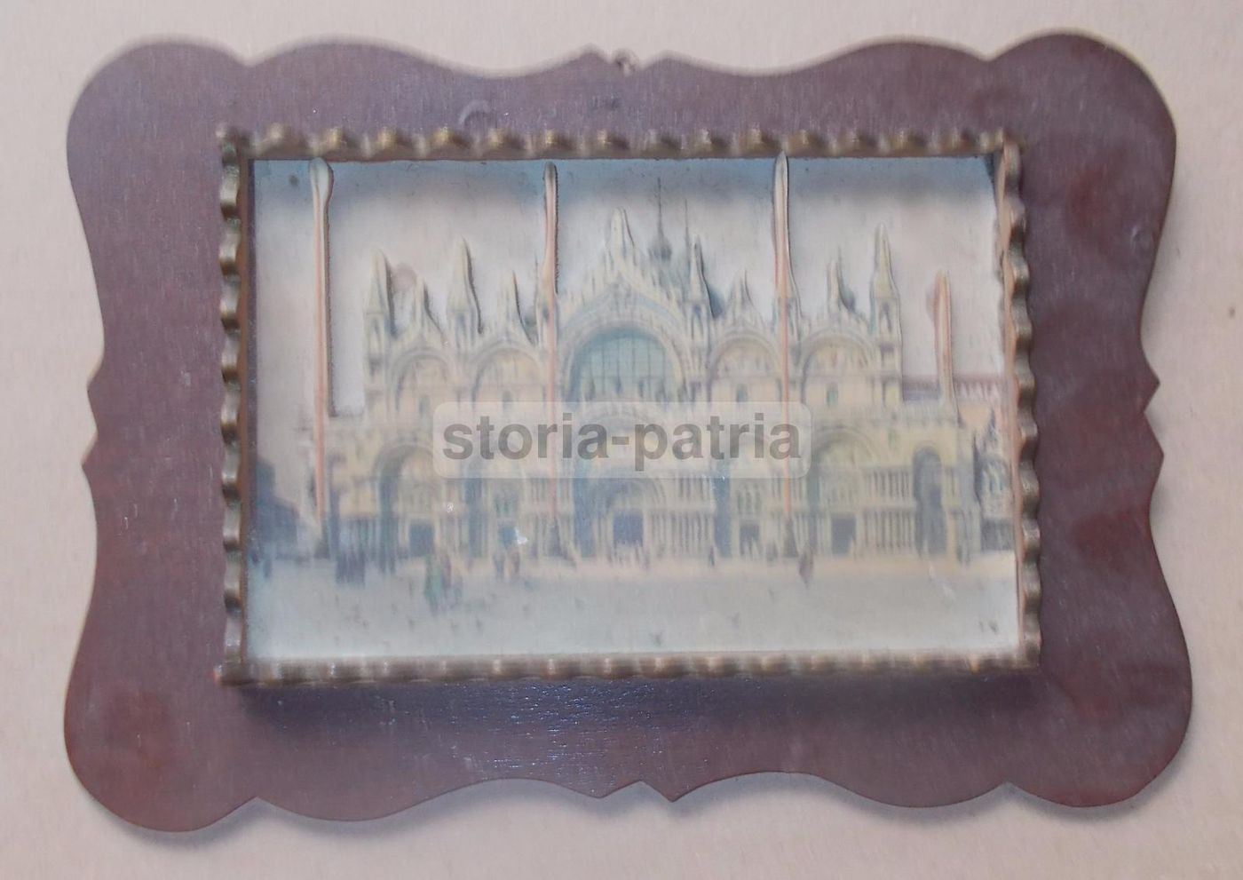 Stampa Colorata Piazza San Marco Venezia Su Legno Traforato 1950