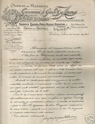 Volantino Pubblicitario Antico Garibaldi Perle Vetro Venezia 1900