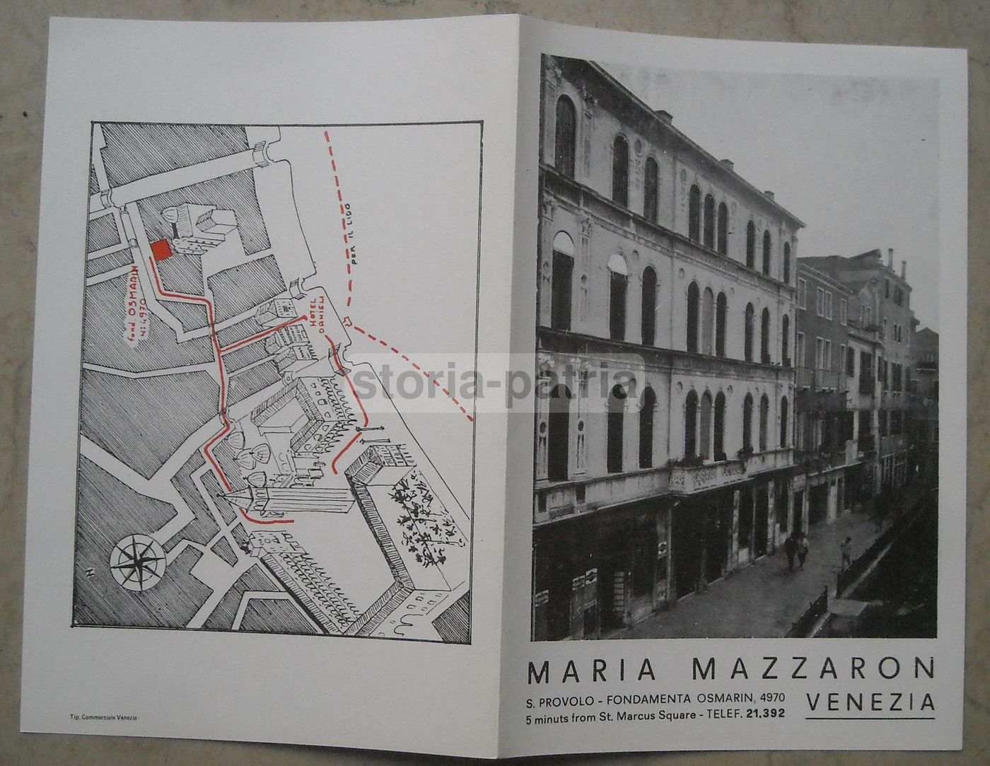 Depliant Pubblicitario Maria Mazzaron Ricami Merletti Venezia 1950