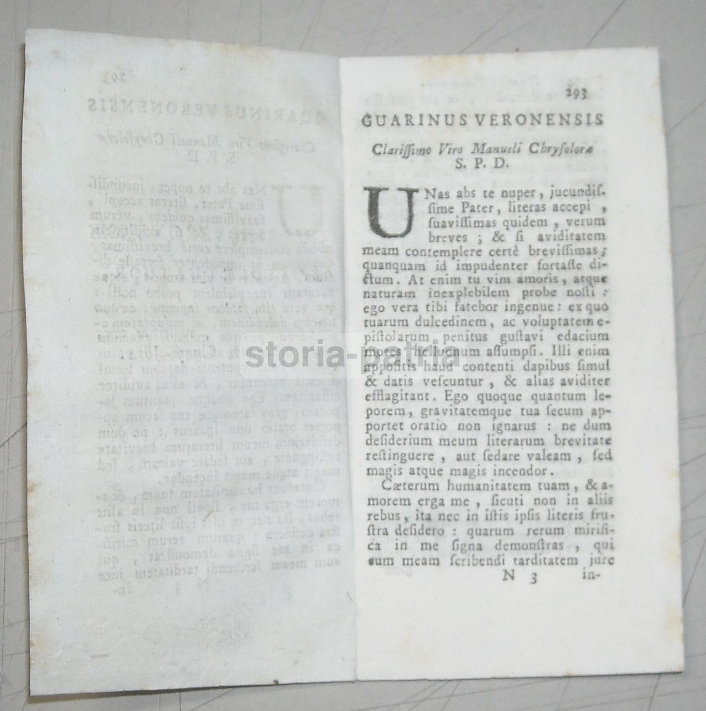 Guarini Veronensis: Epistole Quatuor A Manuele Crisolora, Venezia 1750