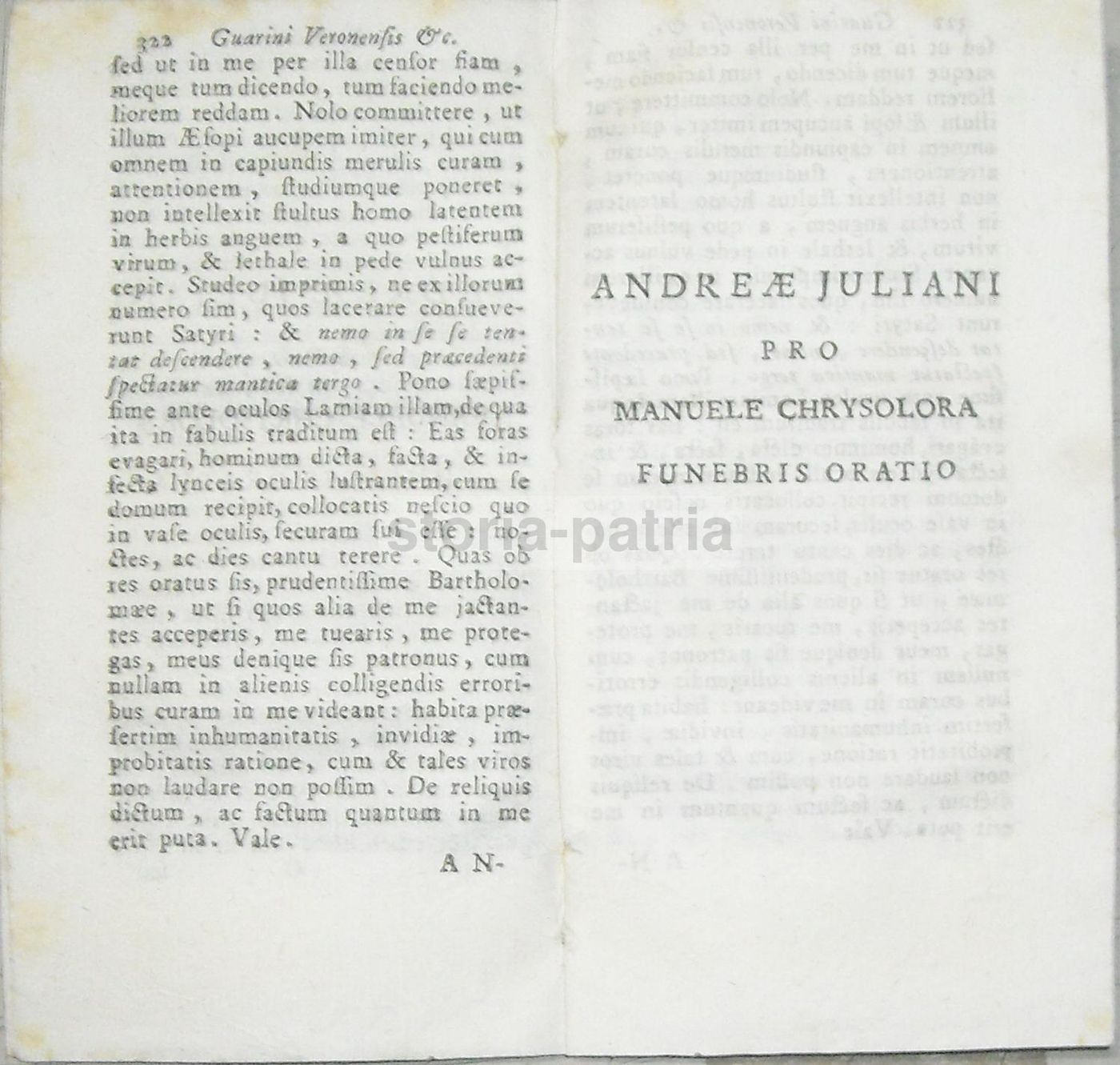 Guarini Veronensis: Epistole Quatuor A Manuele Crisolora, Venezia 1750
