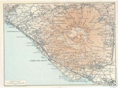 Mappa Antica Del Vesuvio, Napoli, Portici E Pompei, 1924 Vallardi TCI