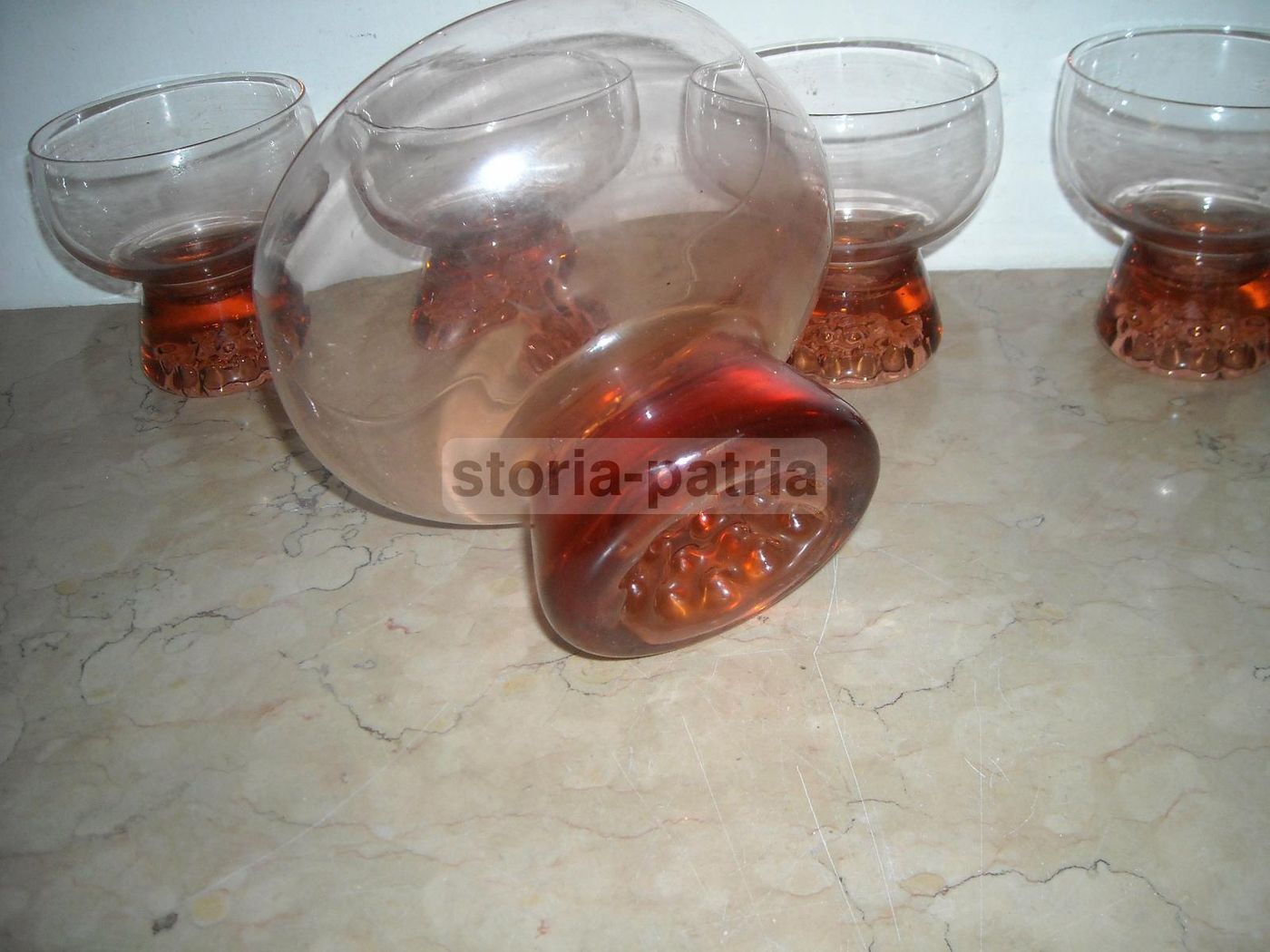 Set 5 Ciotole In Vetro Rosa Anni '50 Per Gelato E Macedonie