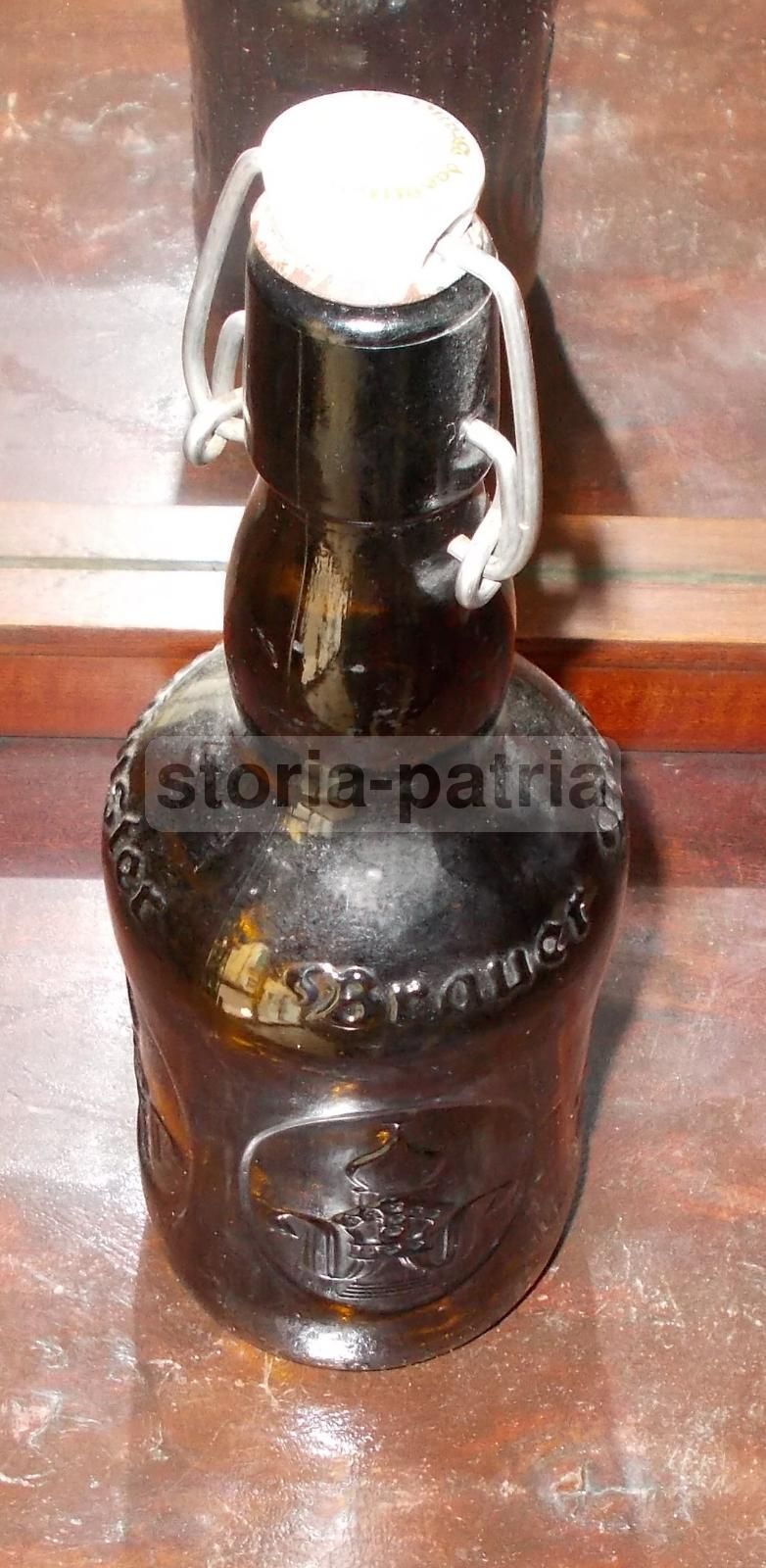 Bottiglia Birra Brauer Bier Vintage Con Tappo In Porcellana