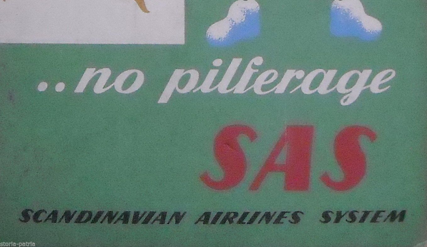 Cartello Pubblicitario SAS Scandinavian Airlines Anni '60