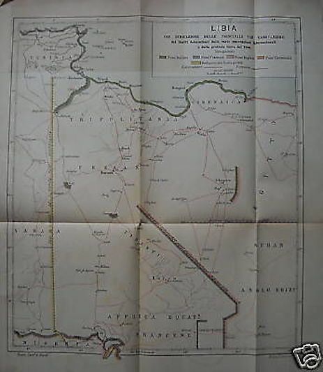 Mappa Storica Della Libia E Dell'Africa Settentrionale, 1917: Colonie E Vie Carovaniere