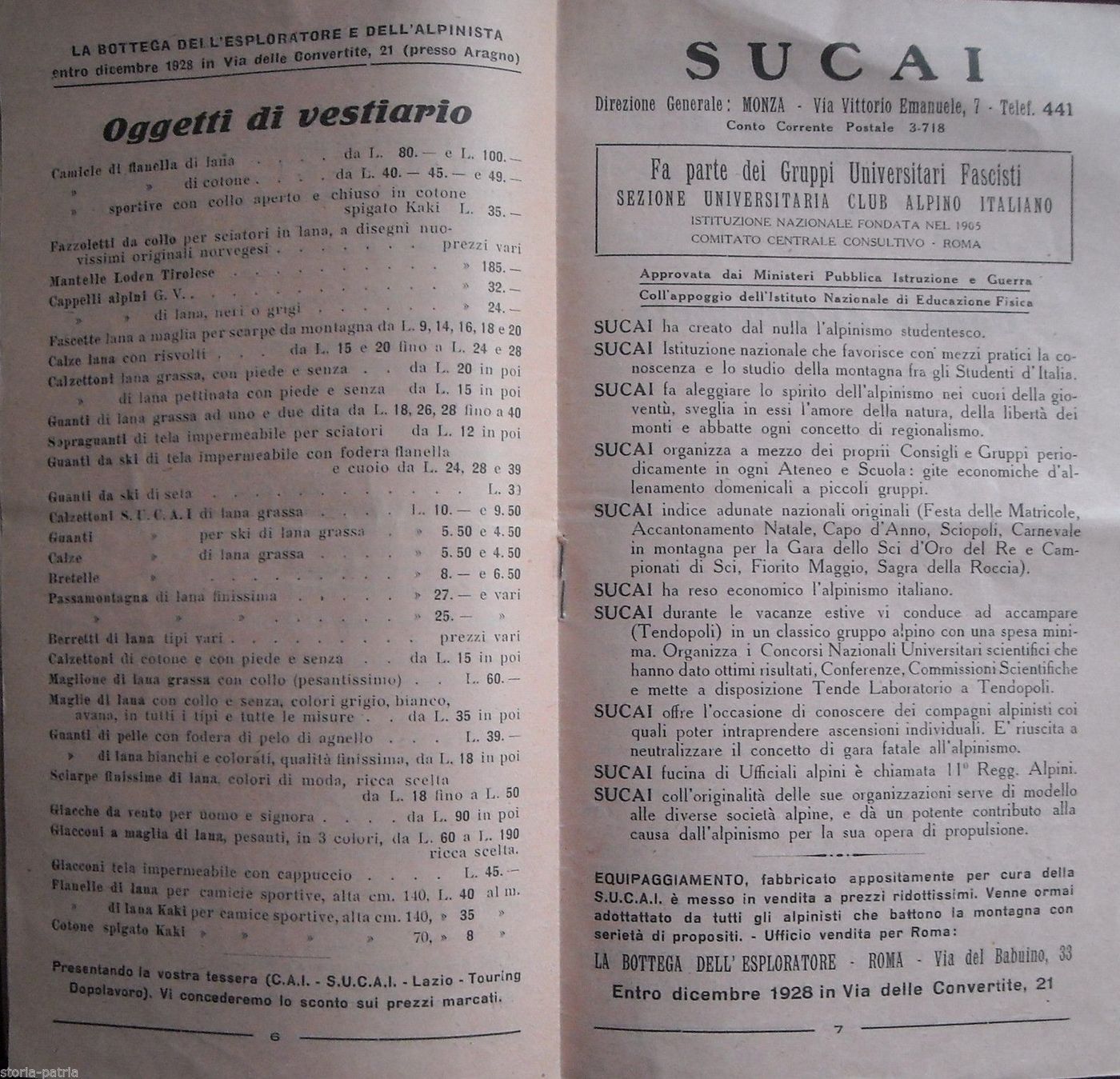 Catalogo Bottega Dell'Alpinista Roma 1928 Articoli Sportivi