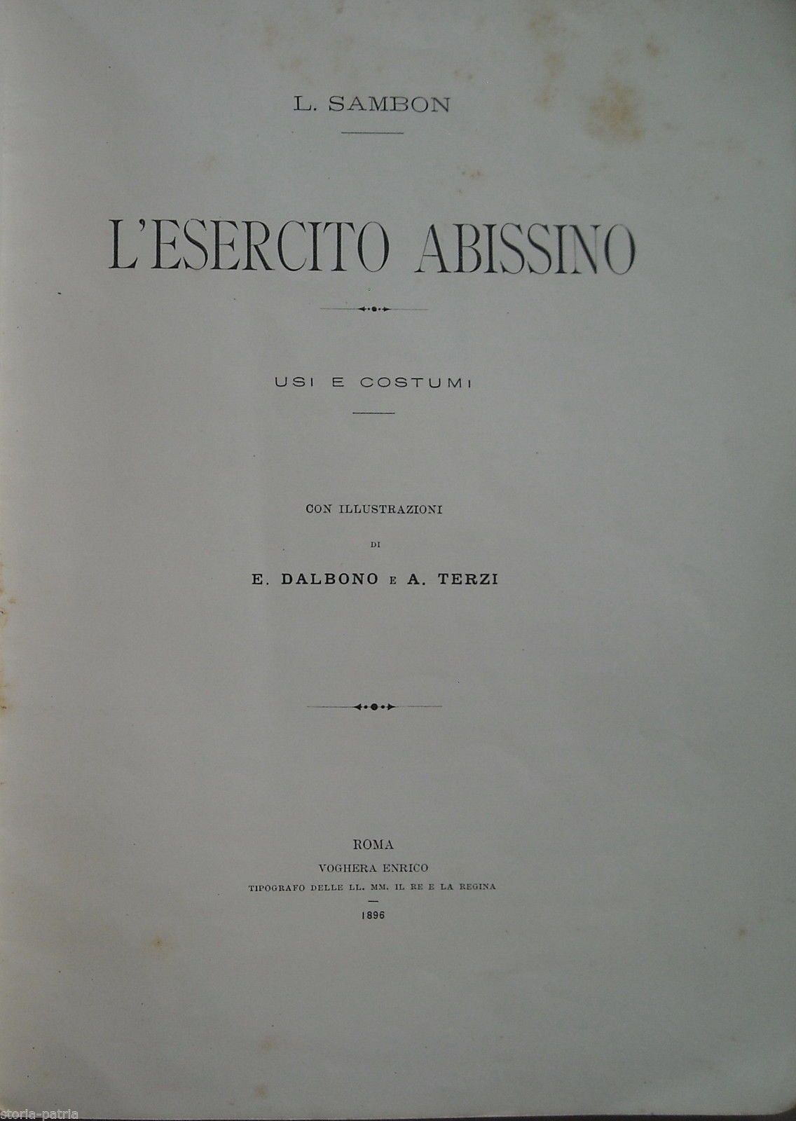 L'Esercito Abissino (1896) Di L. Sambon   Illustrato Da Dalbono E Terzi